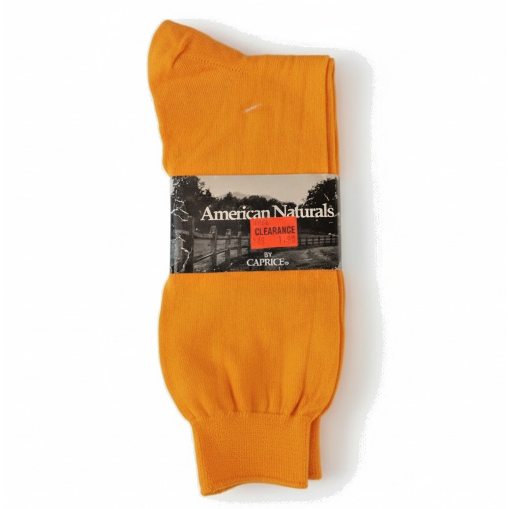 Vtg 90s Caprice American Naturals Tube Socks Yellow Orange Retro Made in USA NOS